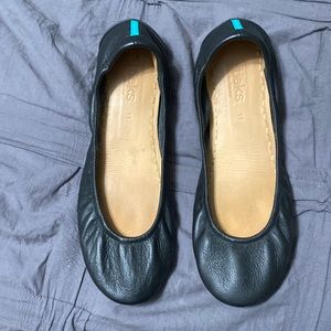 Tieks. Matte black. Size 11. Good Condition. Minimal scuffs on one heel.